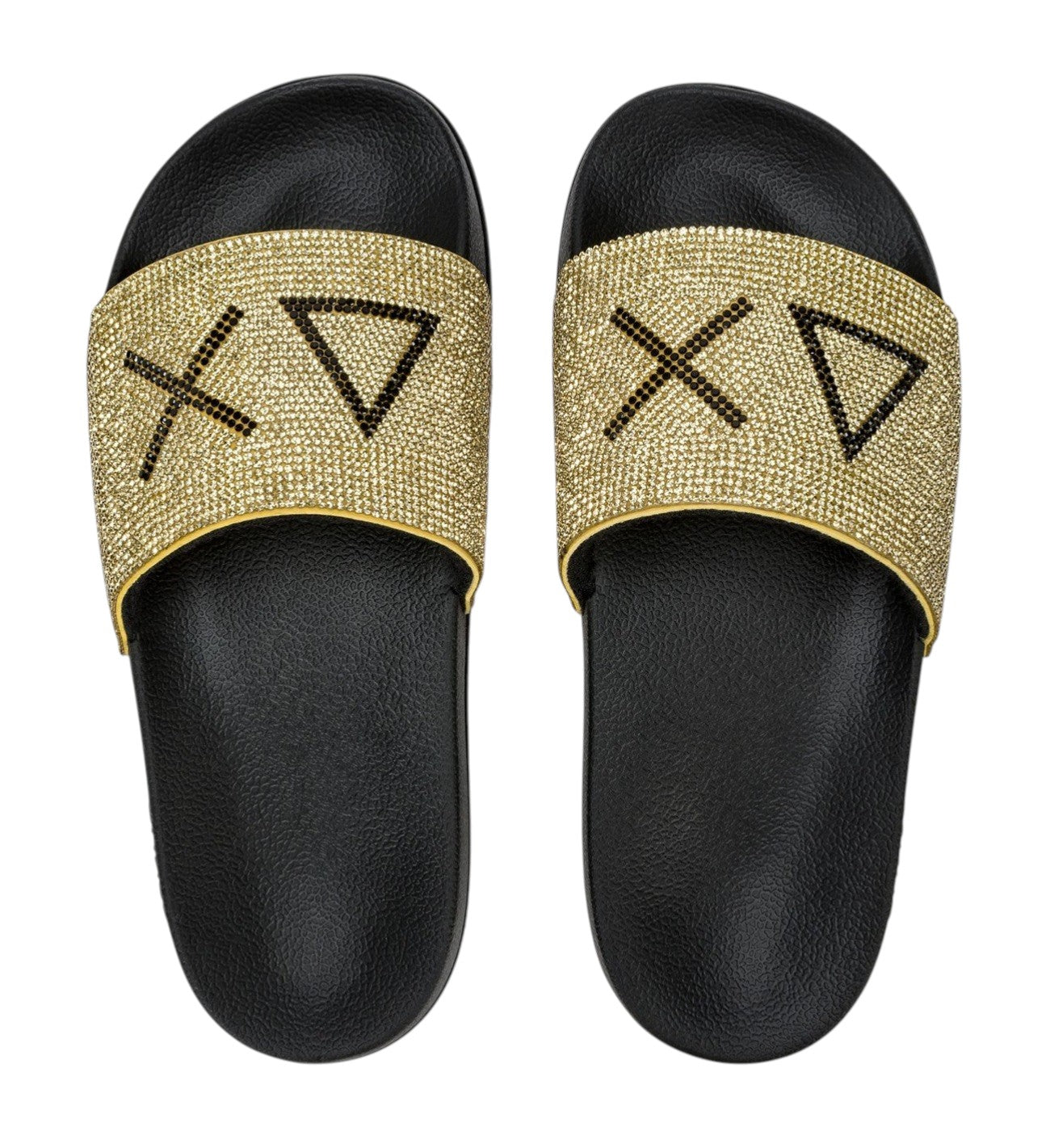 Pantofola Sun68 donna BX362111143 Slippers Strass Logo Nero Oro<BR/> 